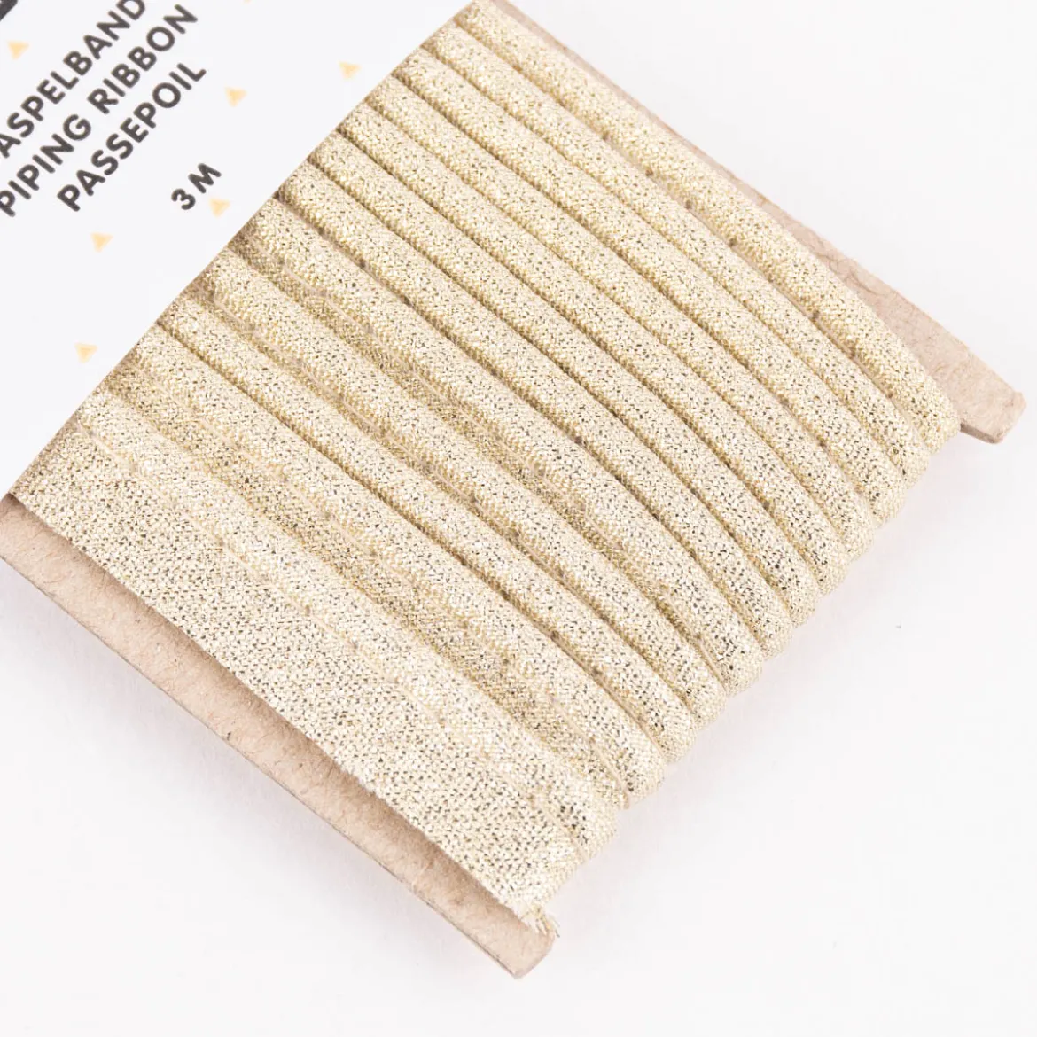 Rico Design Paspelband Glitzer einfarbig goldfarbig 3 Meter