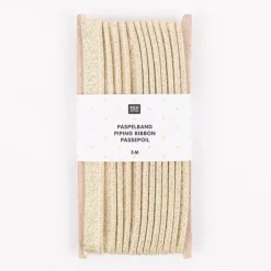 Rico Design Paspelband Glitzer einfarbig goldfarbig 3 Meter