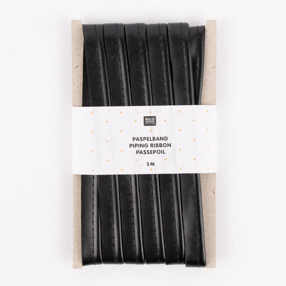 Rico Design Paspelband Kunstleder einfarbig schwarz 3 Meter