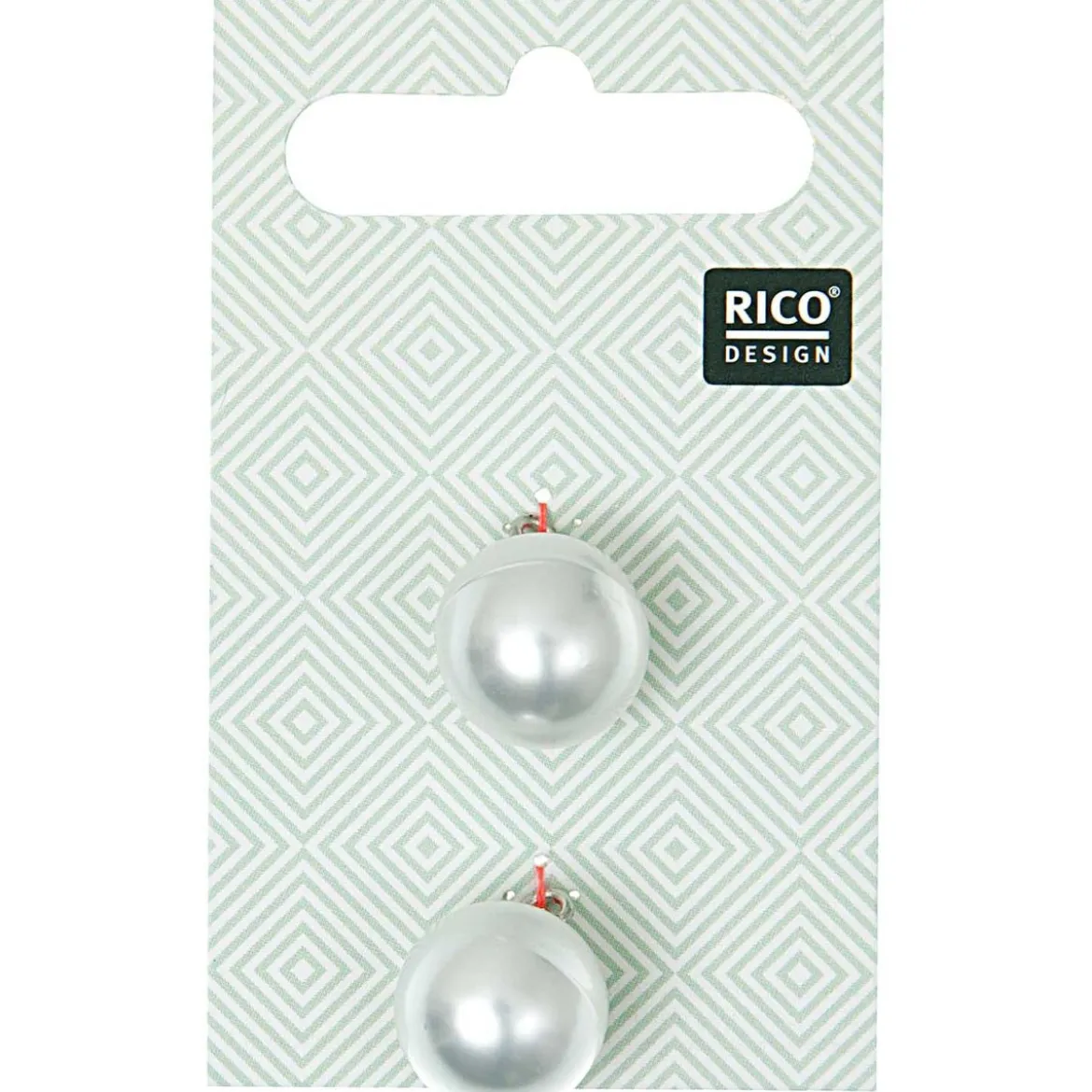 Rico Design Perlenknopf Knopfperle einfarbig weiß 1,30cm 2Stk