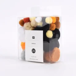 Rico Design Pompon Set 50 Stück verschiedene Farbtöne und Größen