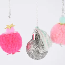 Rico Design Pompon- und Kugel-Anhänger neon pastell 6 Stück 3cm
