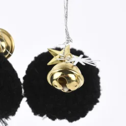 Rico Design Pompon- und Kugel-Anhänger schwarz gold silber 6 Stück 3cm