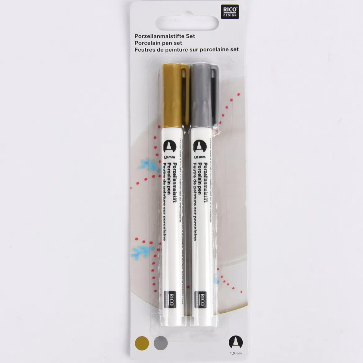 Rico Design Porzellanmalstifte 2 Stück gold silber 1-2mm