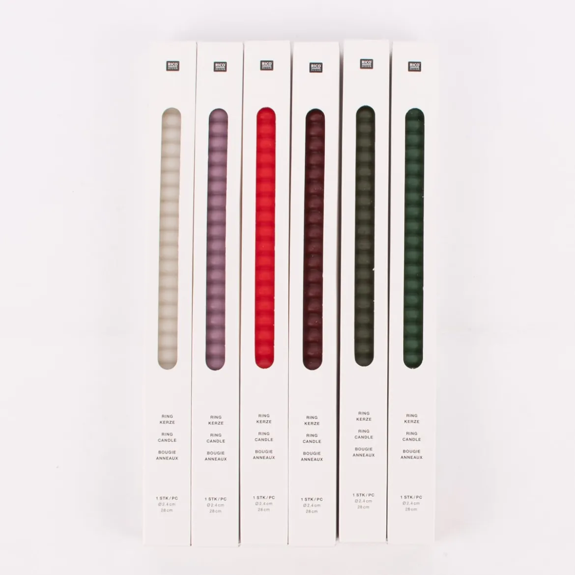 Rico Design Ringkerze Stabkerze lang einfarbig verschiedene Farben 28x2,4cm