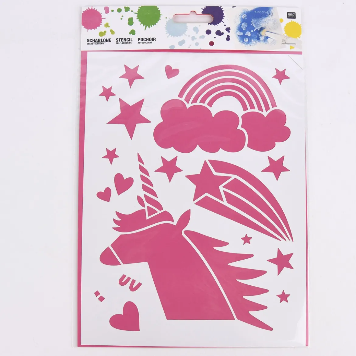 Rico Design Schablone Einhornkopf Regenbogen Stern selbstklebend 18,5x24,5cm