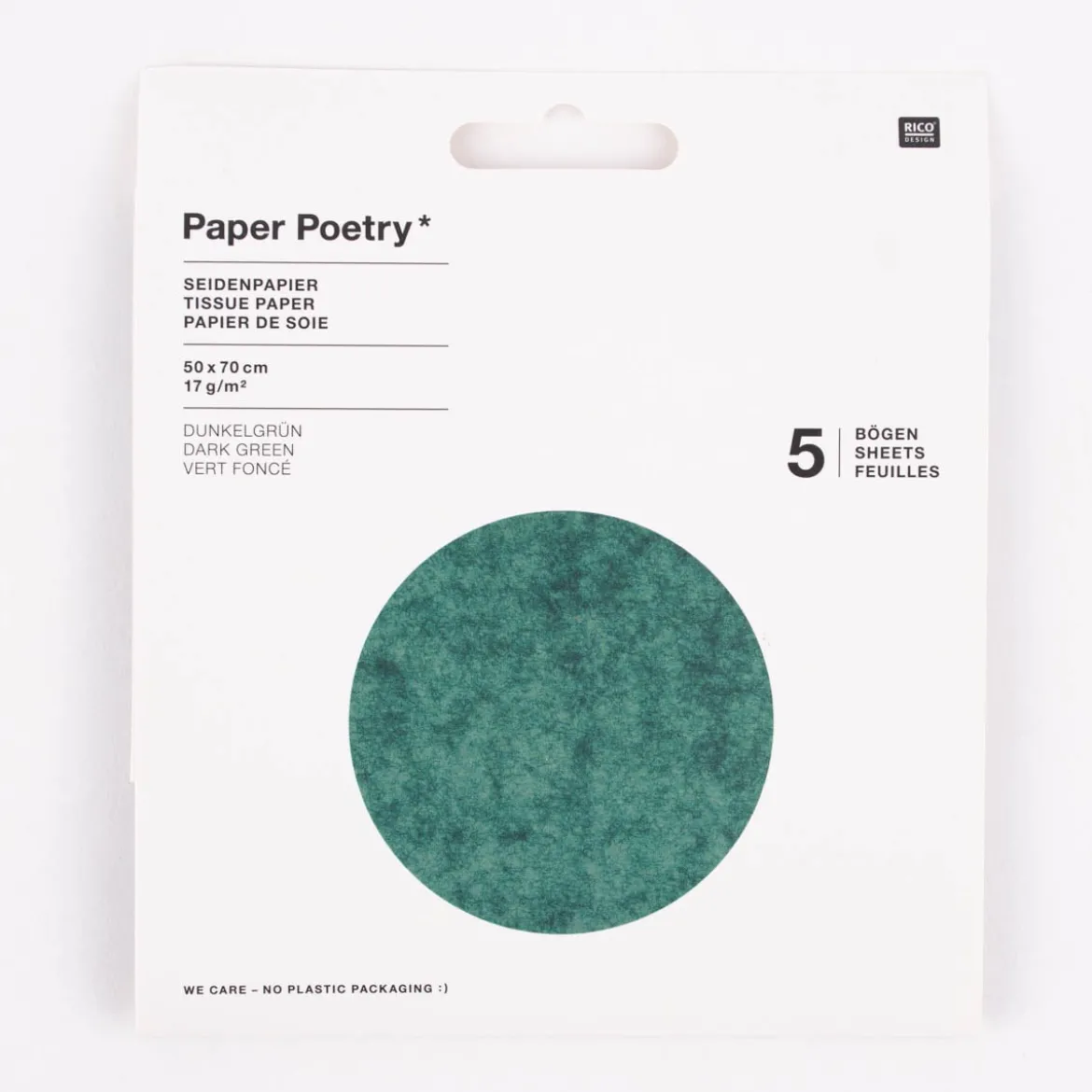 Rico Design Seidenpapier einfarbig dunkelgrün 50x70cm 5 Bogen