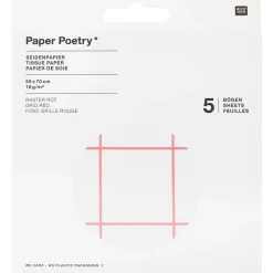 Rico Design Seidenpapier Karo Muster weiß rot 50x70cm 5 Bogen
