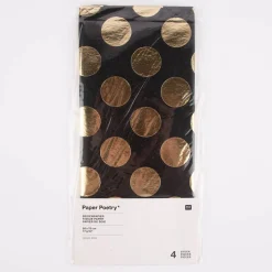 Rico Design Seidenpapier Punkte Hot Foil schwarz goldfarbig 50x70cm 4 Bogen