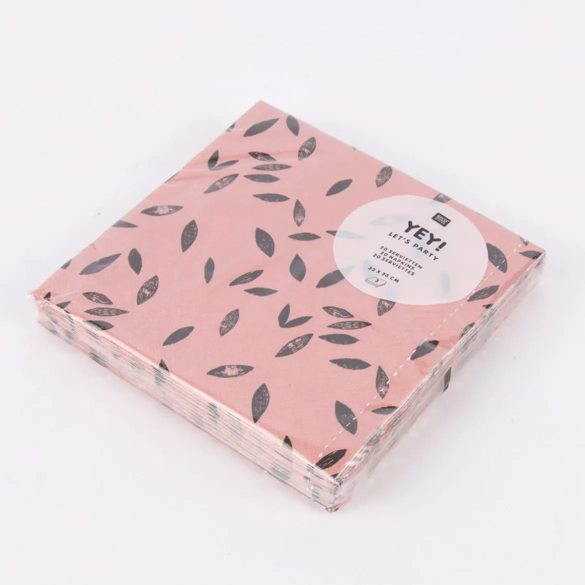 Rico Design Servietten Blätter Rosa 33x33cm 3lagig 20 Stück