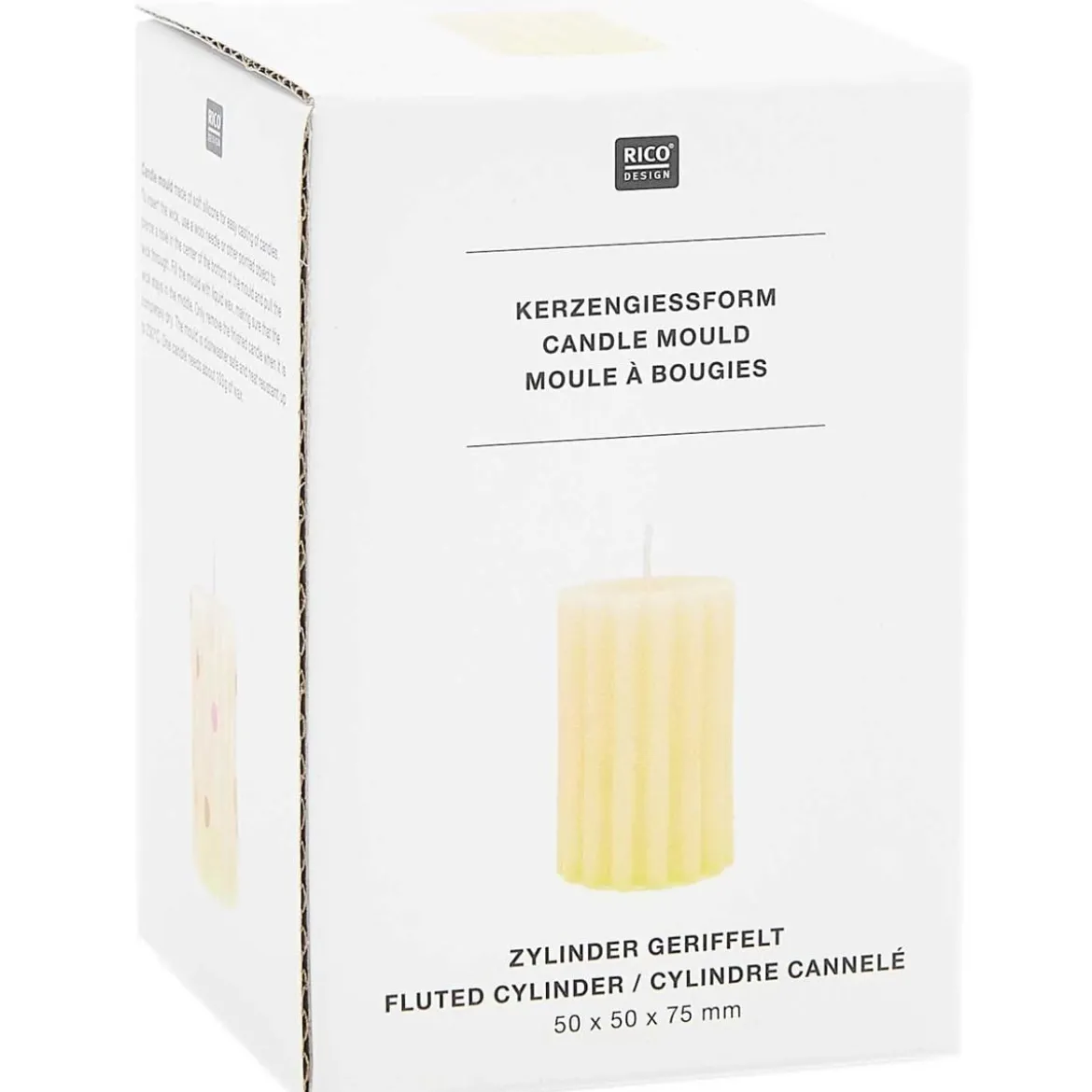 Rico Design Silikonform Kerzengießform Zylinder geriffelt 6x6x8,8cm