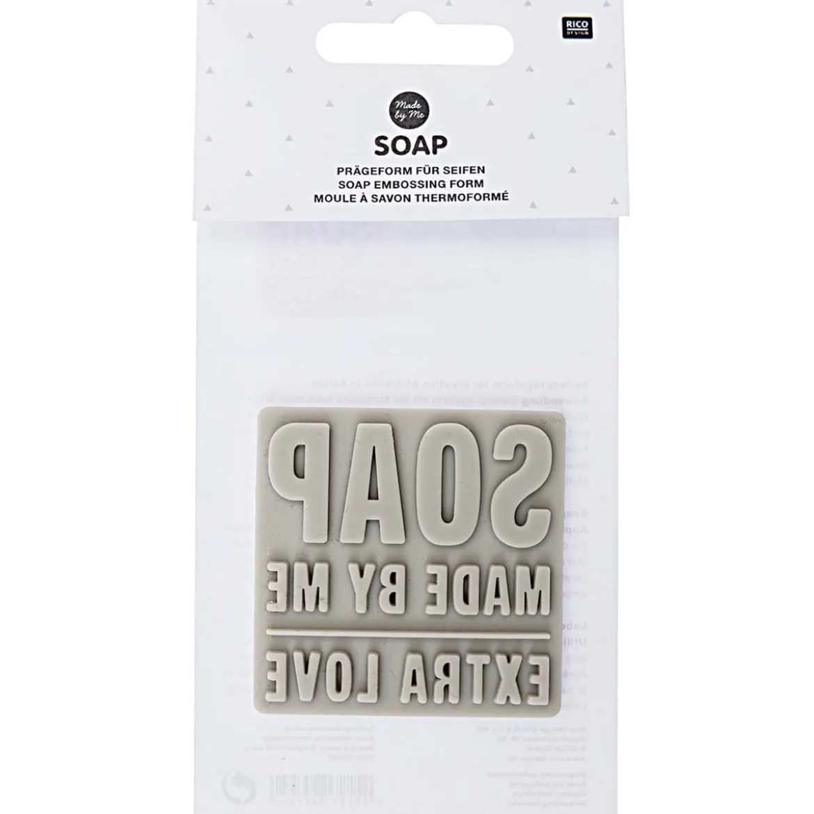 Rico Design Silikon Seifenprägeform SOAP MADE BY ME Extra Love eckig