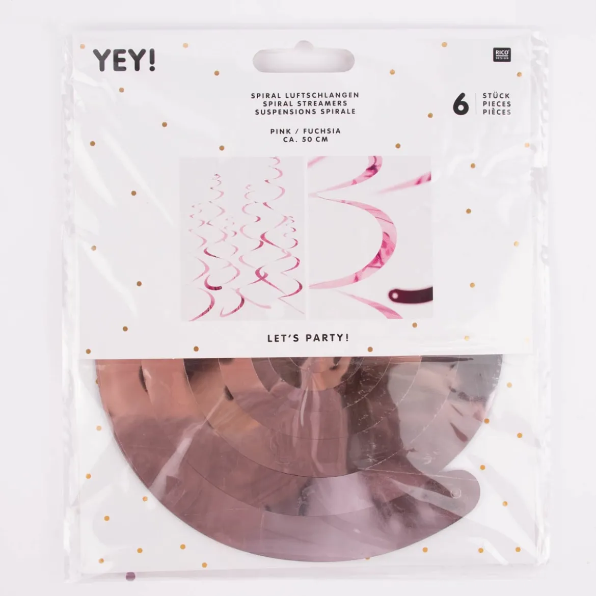 Rico Design Spiral Luftschlangen 6 Stück pink metallic 50cm