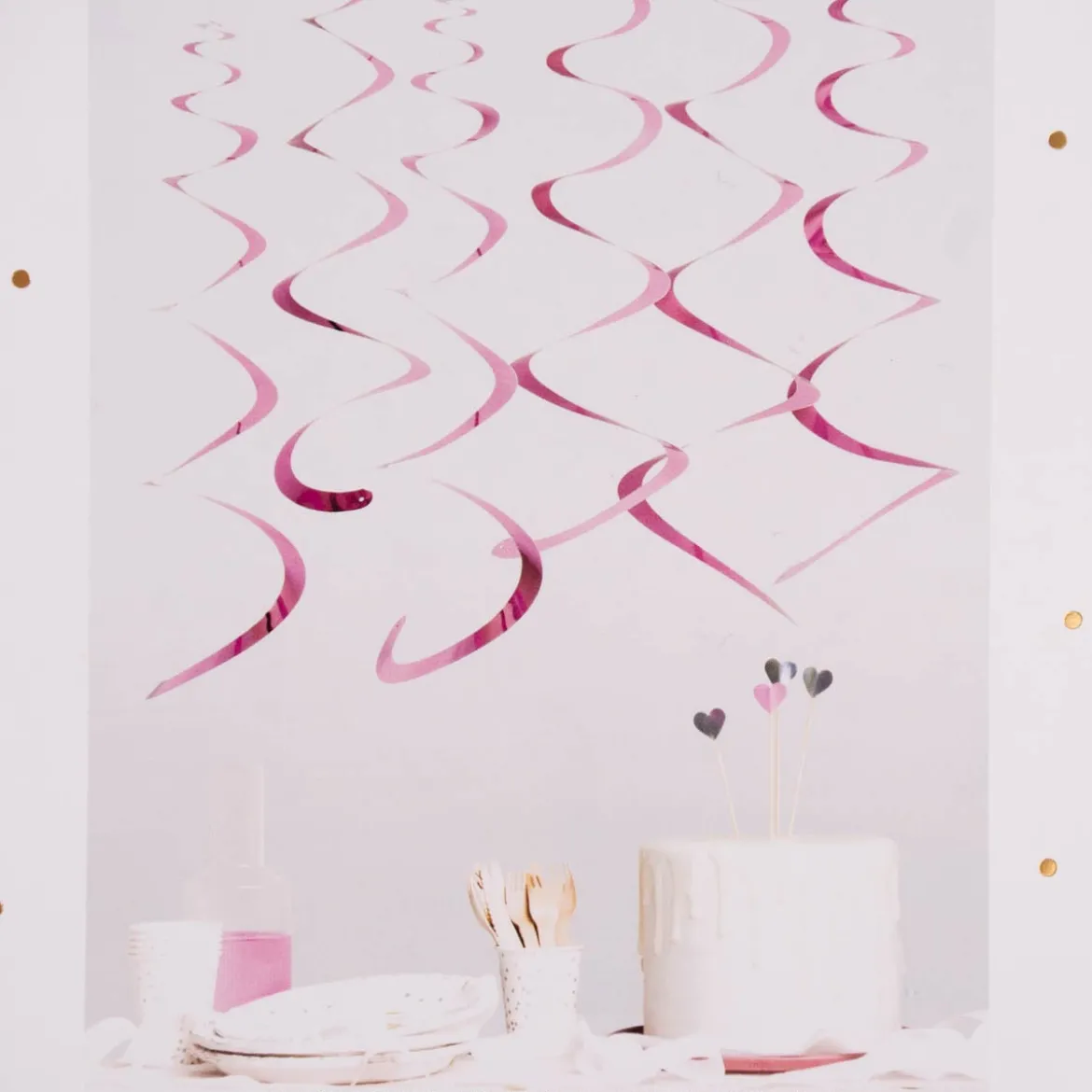 Rico Design Spiral Luftschlangen 6 Stück pink metallic 50cm
