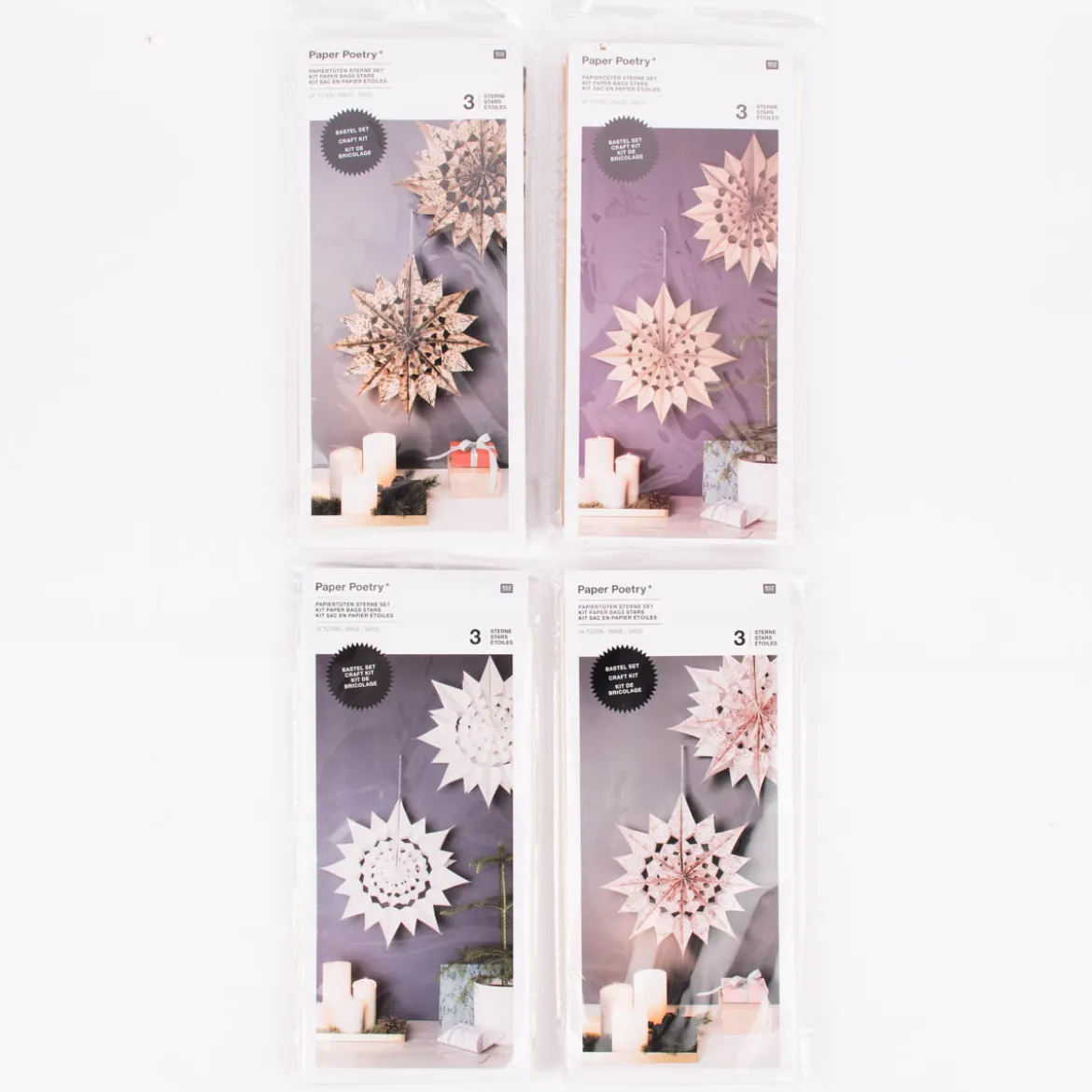 Rico Design Sterne Papiertüten Set rosa goldfarbig 24 Tüten