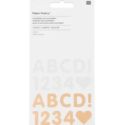 Rico Design Stickerblock Alphabet Kraftpapier weiß natur 16 Blatt
