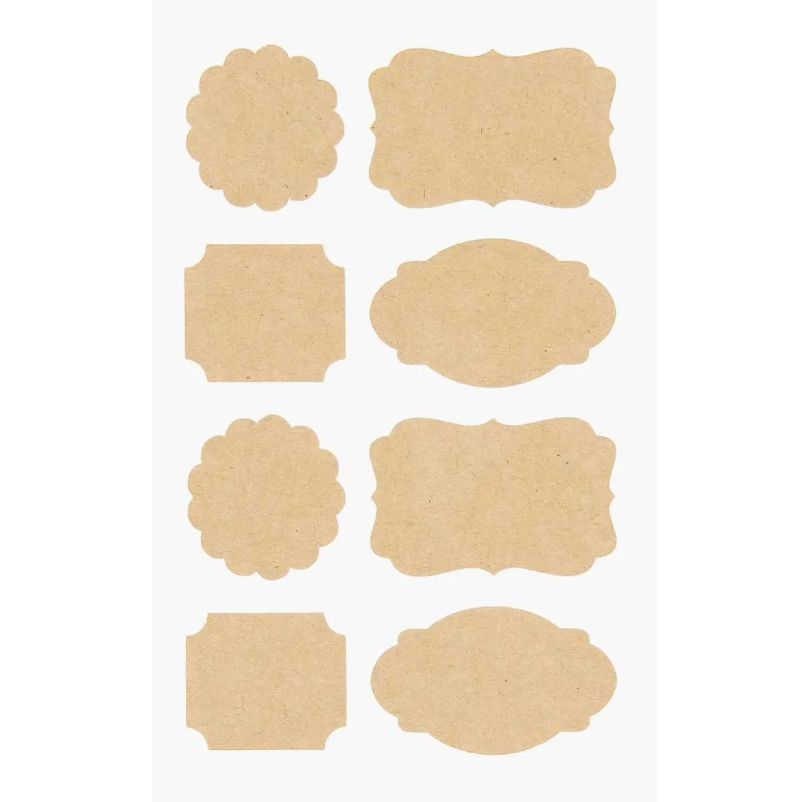 Rico Design Sticker Etiketten verschiedene Formen Kraftpapier 32 Stück natur
