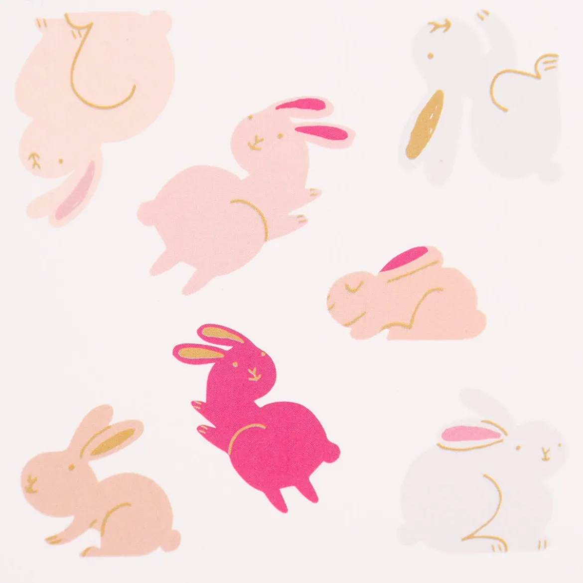Rico Design Sticker Hasen rosa weiß goldfarbig 120 Stück