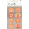 Rico Design Sticker rund mit geometrischen Mustern Kraftpapier 32 Stück natur orange pink