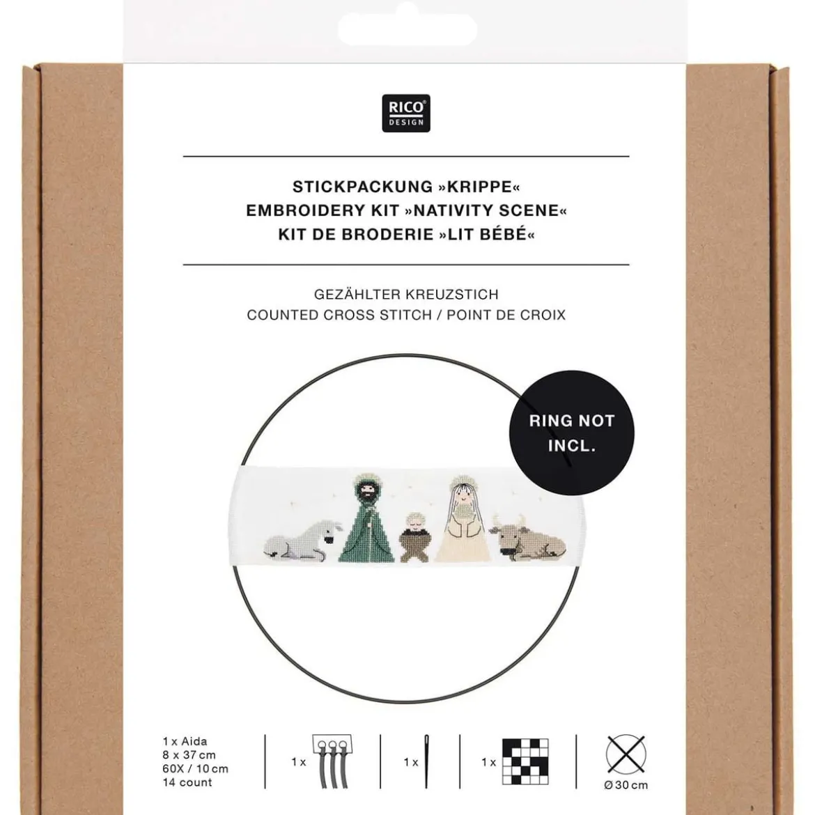 Rico Design Stickpackung Band Motiv Krippe gezählter Kreuzstich
