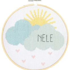 Rico Design Stickpackung Wolken Geburtsbild personalisierbar 15cm