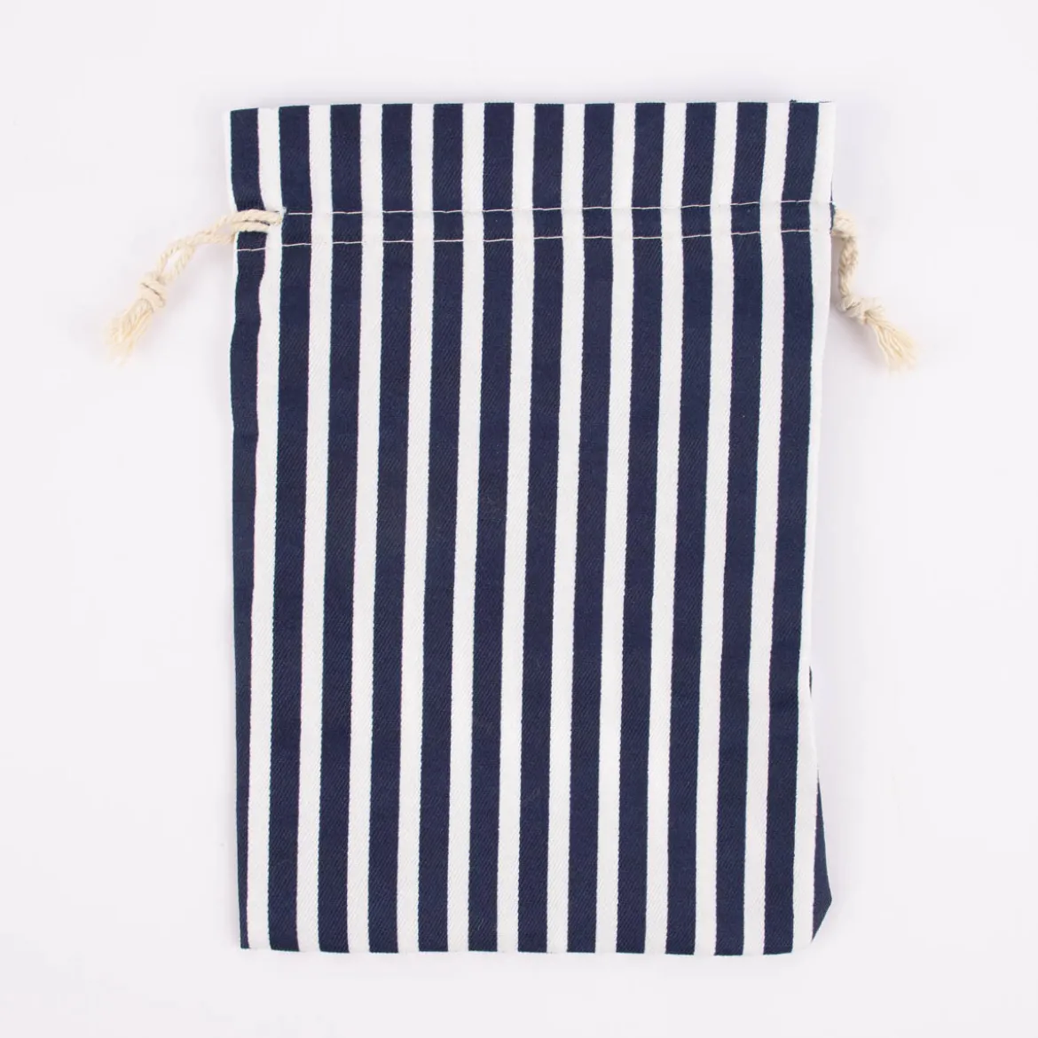 Rico Design Stoffbeutel aus Baumwolle mit Kordelzug gestreift blau weiß 15x20cm