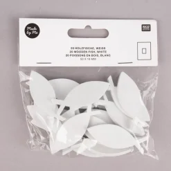 Rico Design Streuteil Fische klein Holz weiß 20 Stück 2x5cm