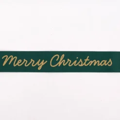 Rico Design Taftband Geschenkband Weihnachten Merry Christmas dunkelgrün goldfarbig Breite 38mm