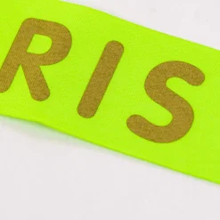 Rico Design Taftband Geschenkband Weihnachten Merry Christmas lime neon goldfarbig Breite 38mm