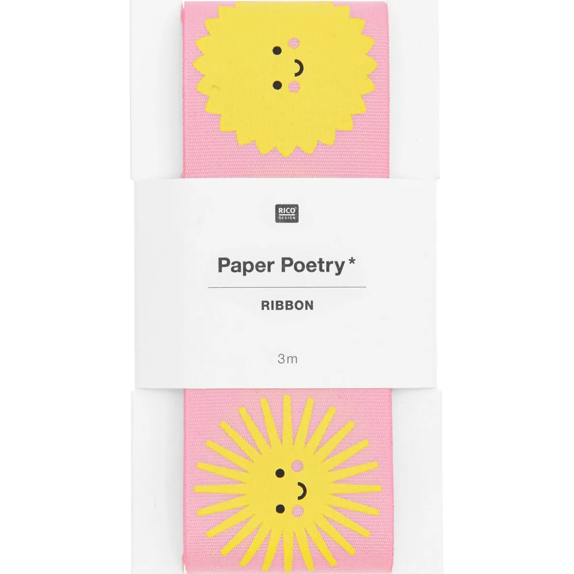 Rico Design Taftband Geschenkband Sonne rosa gelb Breite 38mm