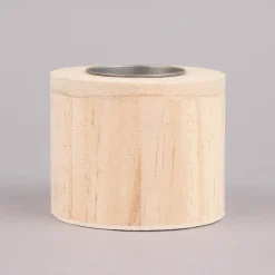 Rico Design Teelichthalter zylinderförmig Holz natur silberfarbig 6x7,5cm