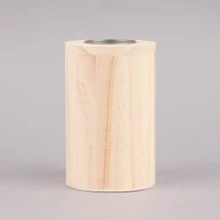 Rico Design Teelichthalter zylinderförmig Holz hoch natur silberfarbig 12x7,5cm