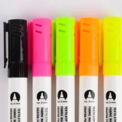Rico Design Textilmarker Neon 5 Stück verschiedene Farben