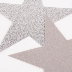 Rico Design Untersetzer Sterne Filz Glitzer silberfarbig 19x18cm 6 Stück