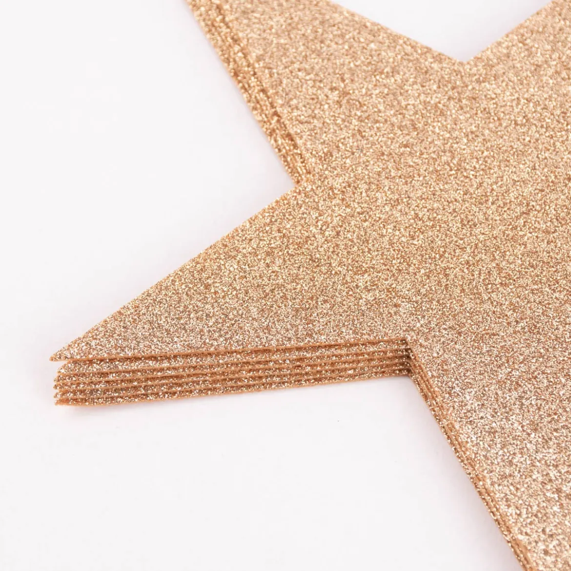 Rico Design Untersetzer Sterne Filz Glitzer goldfarbig 19x18cm 6 Stück