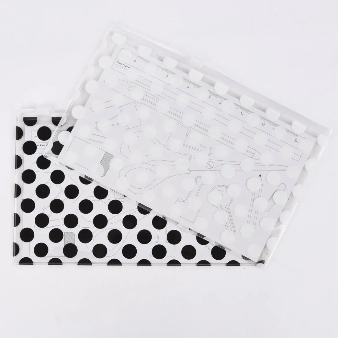 Rico Design Utensilientasche Transparent Punkte weiß 13x20,7cm