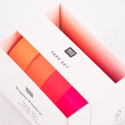 Rico Design Washi Tape 4er Set einfarbig neon orange neon pink 4x10m