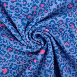 Rippjersey Rib Jersey Stoff Baumwolle Leo blau pink 1,2m Breite