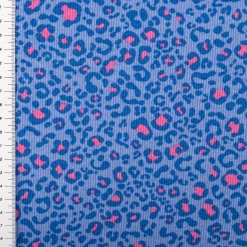 Rippjersey Rib Jersey Stoff Baumwolle Leo blau pink 1,2m Breite