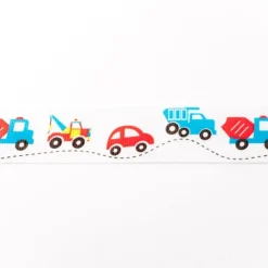 Ripsband Fahrzeuge weiß blau rot Breite: 2,5cm