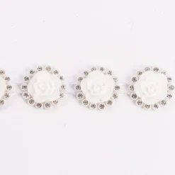 Rosenband mit Strasssteinen weiß silberfarbig Glittzer Breite: 2cm