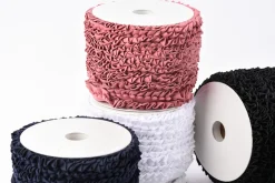 Rüschenband Borte mit Bommel dunkelblau Breite: 2,5cm