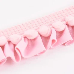 Rüschenband Borte mit Bommel rosa Breite: 2,5cm