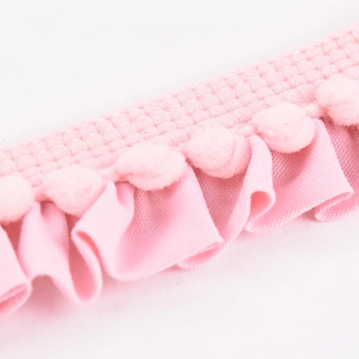 Rüschenband Borte mit Bommel rosa Breite: 2,5cm