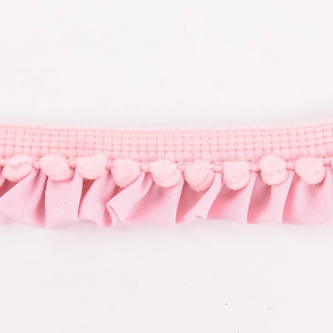 Rüschenband Borte mit Bommel rosa Breite: 2,5cm