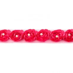 Rüschenband Tüll mit Perlen pink Breite: 2cm