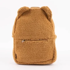 Rucksack Teddyplüsch einfarbig hellbraun 23x33x10cm