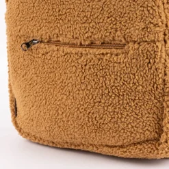 Rucksack Teddyplüsch einfarbig hellbraun 23x33x10cm