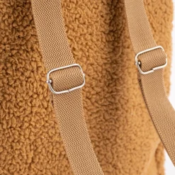 Rucksack Teddyplüsch einfarbig hellbraun 23x33x10cm