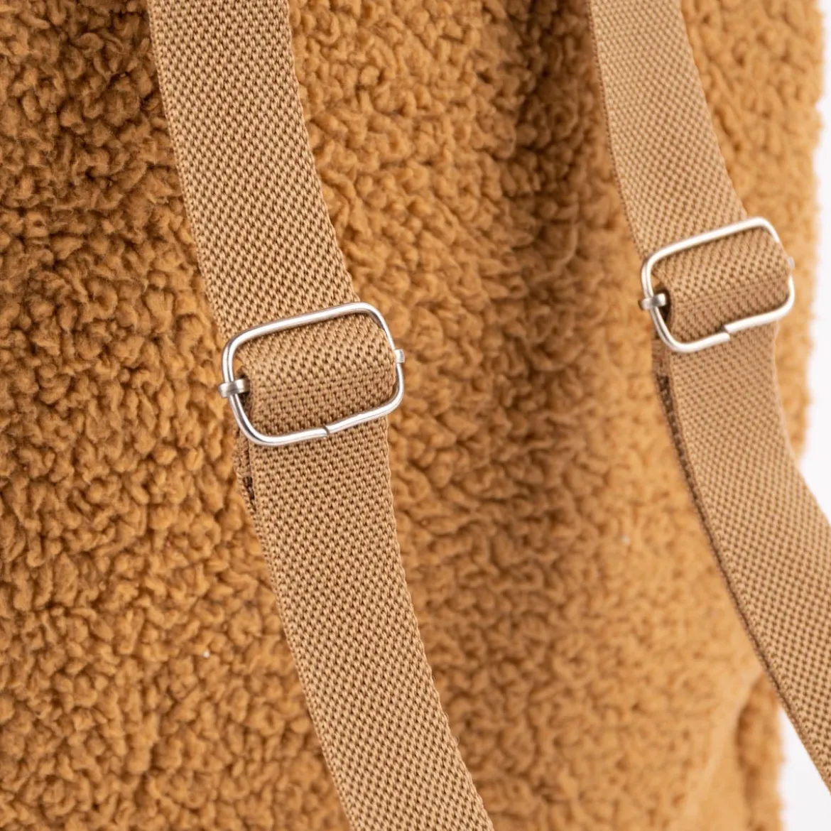 Rucksack Teddyplüsch einfarbig hellbraun 23x33x10cm